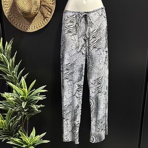 Jordan Taylor Wide Leg,animal skin pattern,elastic/tie waist,sheer,coverup pants